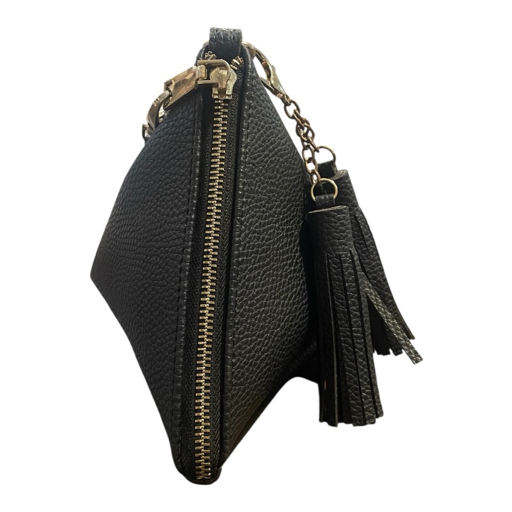 Elegant Black Leather Wristlet Purse
